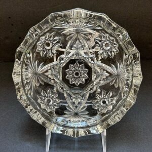 EAPC VINTAGE ANCHOR HOCKING  CUT GLASS STAR OF DAVID PATTERN ASHTRAY